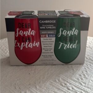 Red and Green Wine Tumblers - Festive Set